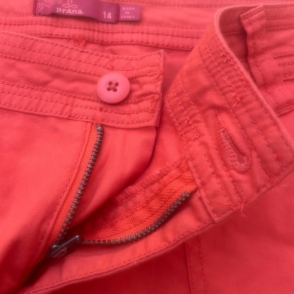 PrAna Orange Tess Organic Cotton Hiking Shorts Women's Size 14 - Picture 3 of 9